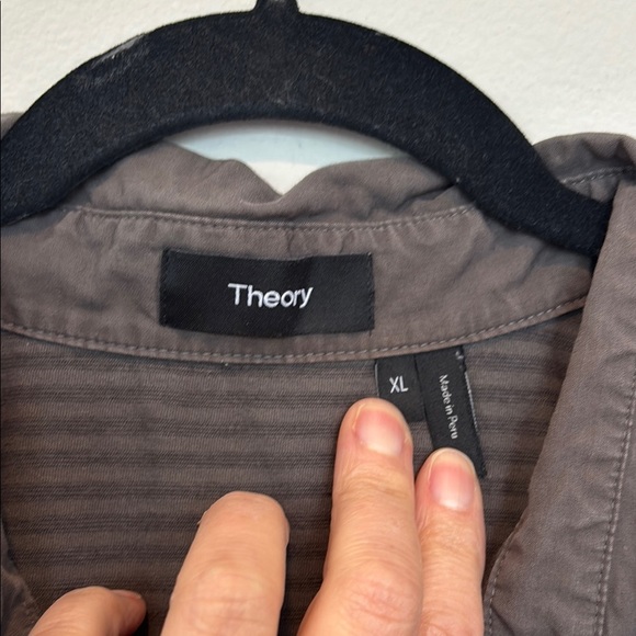 Theory Gray Polo Shirt with Textured Fabric XL - Picture 2 of 5